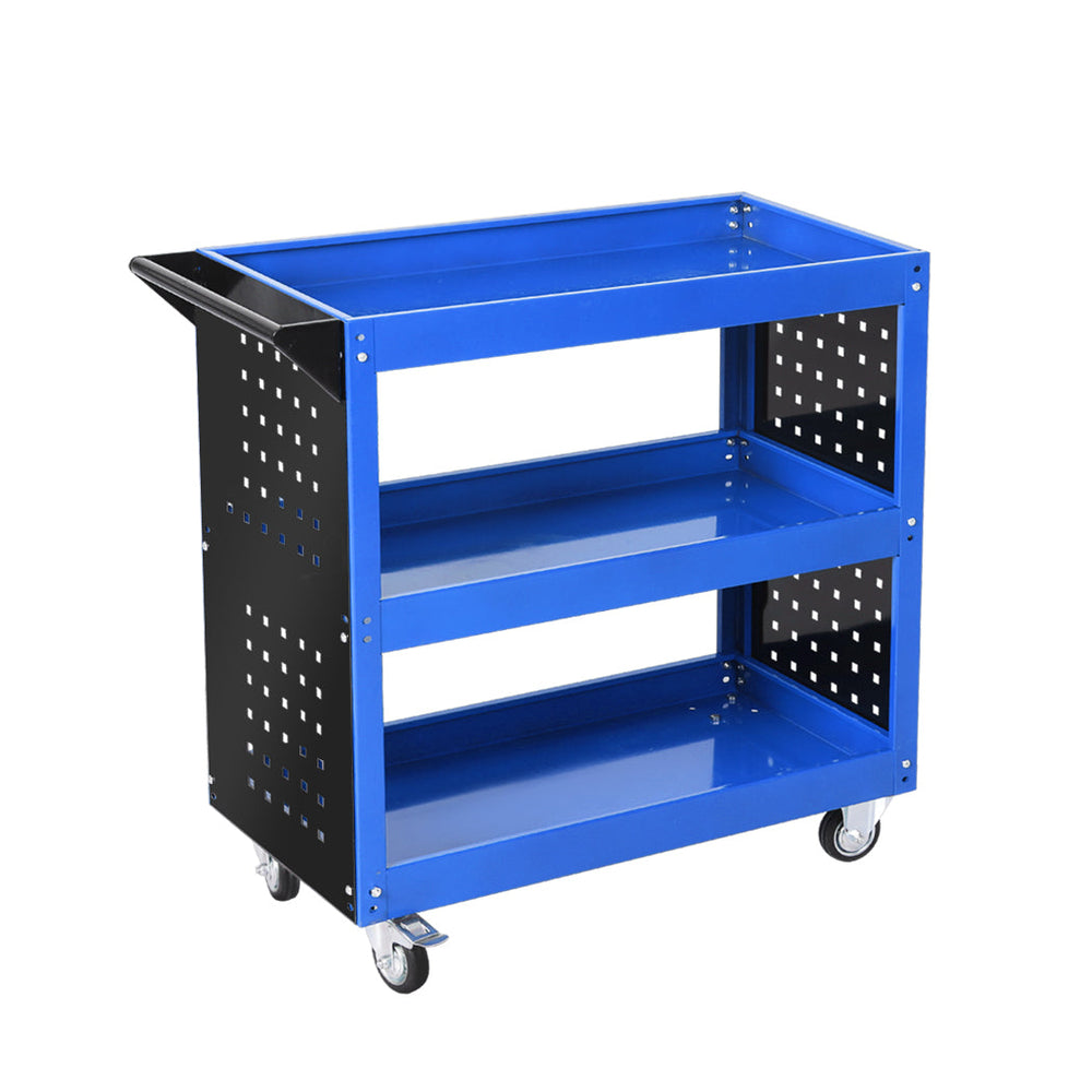 Traderight Tool Trolley Cart 3 Tier Toolbox Workshop Garage Organizer 150kg Blue