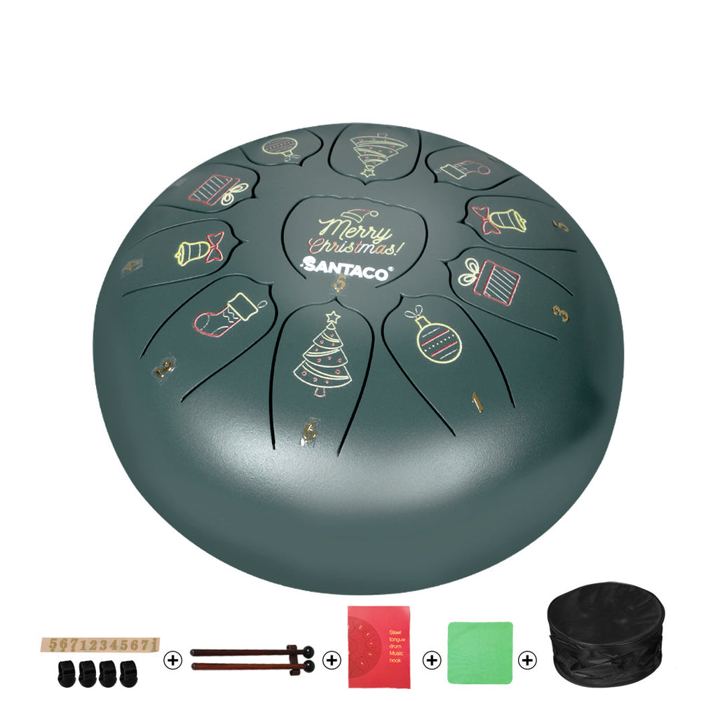Traderight Group  10   Steel Tongue Drum 11 Notes Handpan Precussion Instrument With Bag Green
