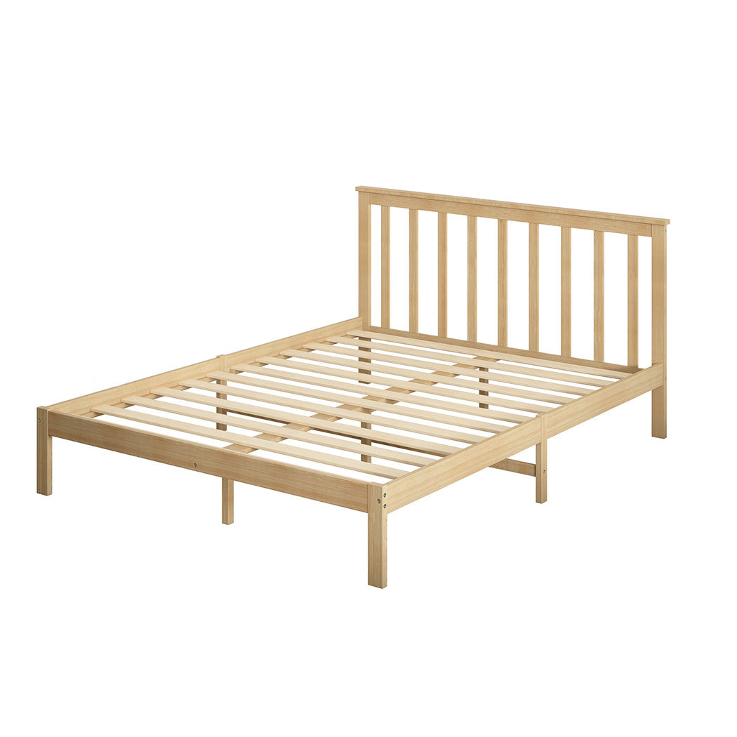 Levede Wooden Bed Frame Queen Full Size Mattress Base Timber Natural ...