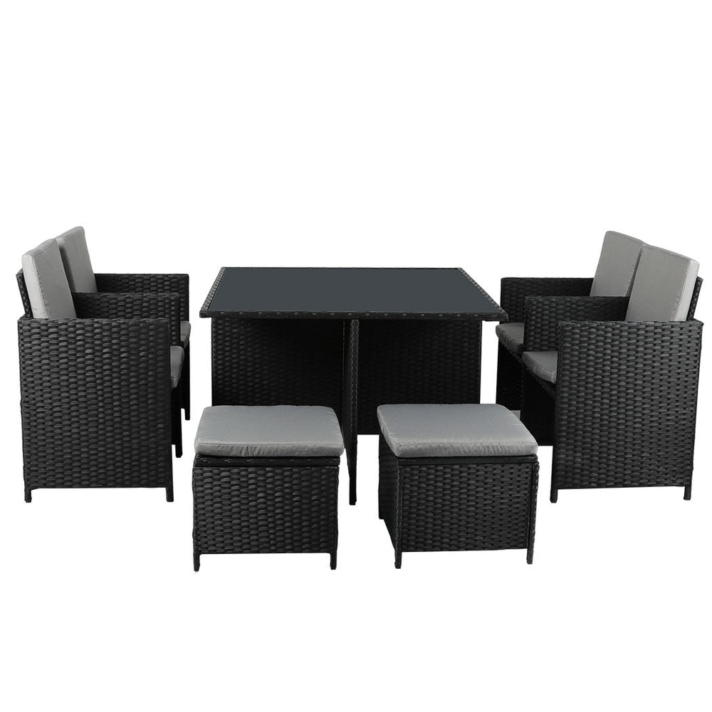 Levede 9PCS Outdoor Table Chair Set Patio Furniture Dining Setting Wicker Lounge