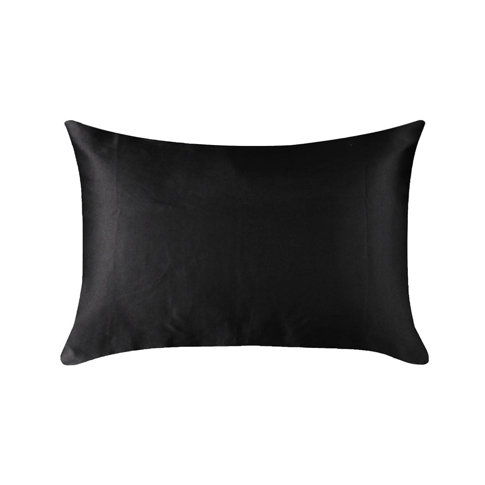 DreamZ 100% Mulberry Silk Pillow Case Eye Mask Set Black Both Sided 25 Momme