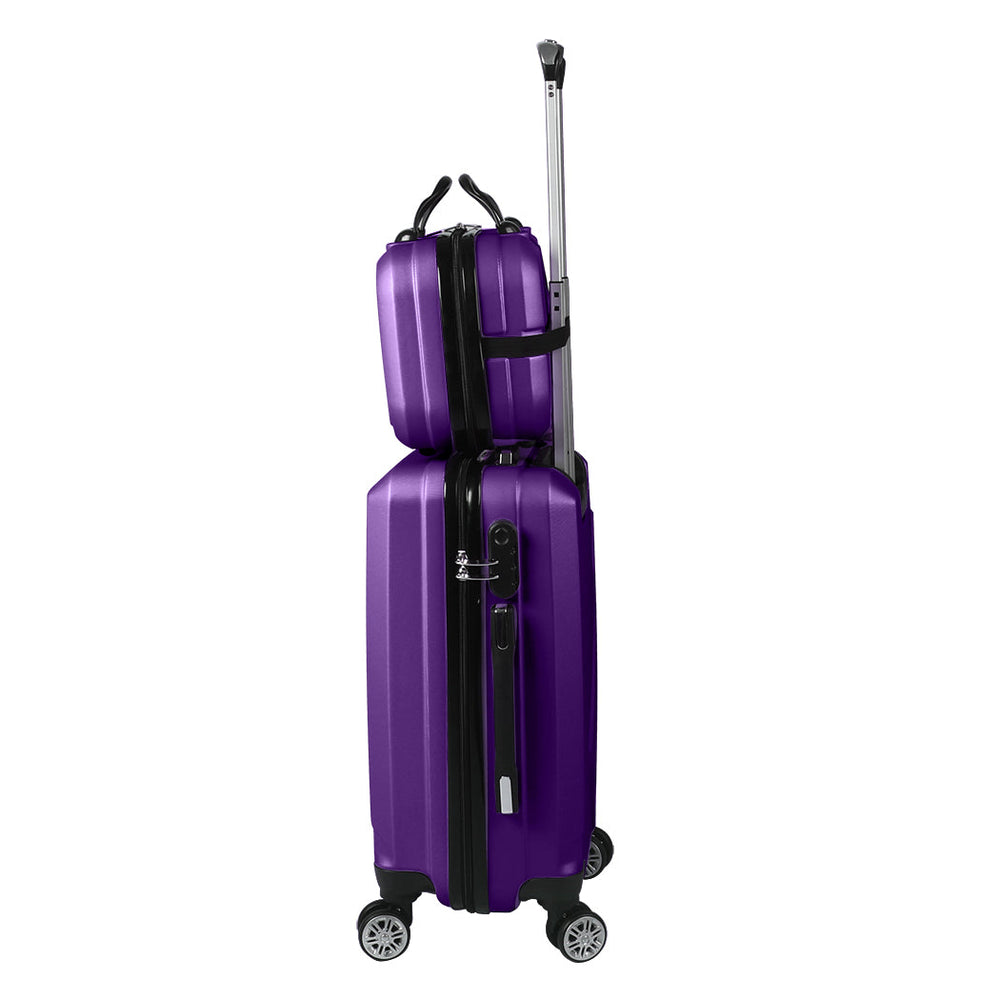 Slimbridge 2pcs 20&quot;Travel Luggage Set 12&quot;Hand Carry On Bag Suitcase Case Purple
