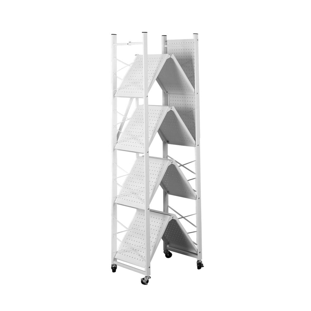 Levede Foldable Storage Shelf Display Rack Bookshelf Shelves Wheel Cart Stand