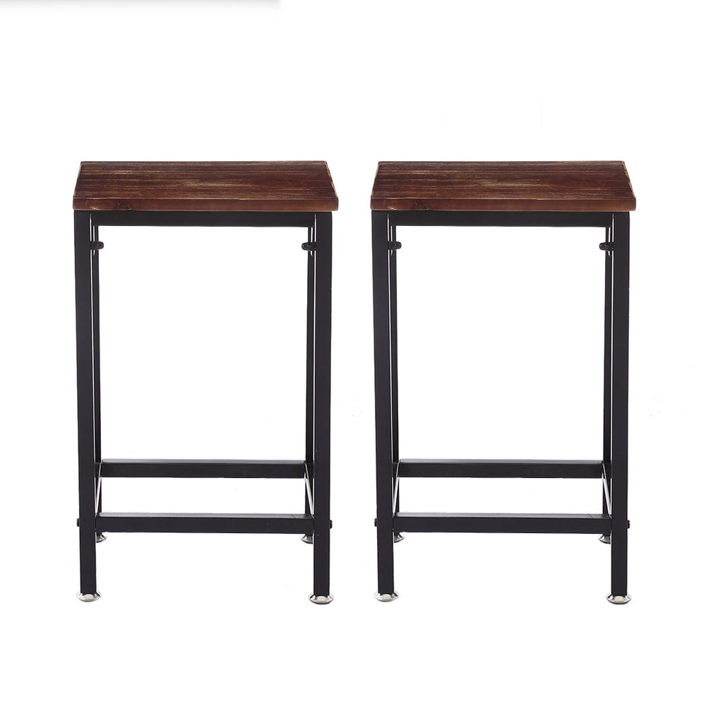 Levede 2x Industrial Bar Stools Wooden Kitchen Barstools Dining Chair Vintage