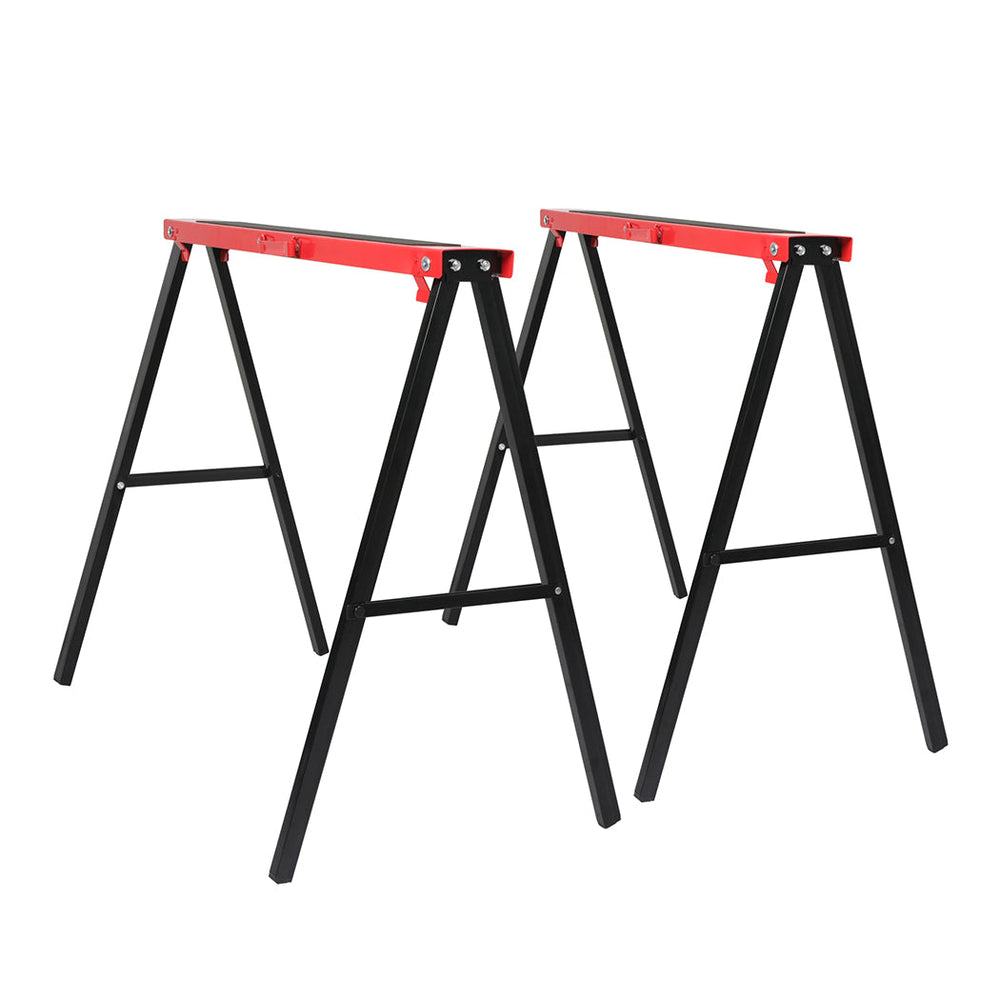 Traderight Saw Horse 2pc Folding Sawhorse Trestle Work Bench Stand Support Legs