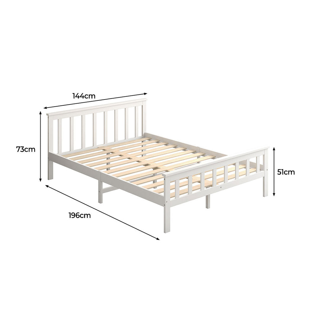 Levede Wooden Bed Frame Double Size Mattress Base Solid Timber Pine Wood White