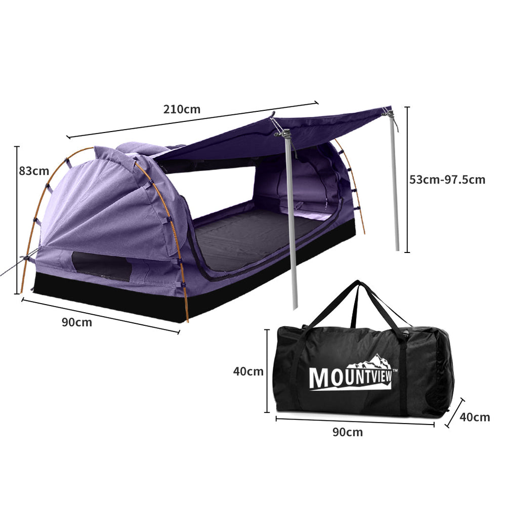 Mountview King Single Swag Camping Swags Canvas Dome Tent Free Standing Purple
