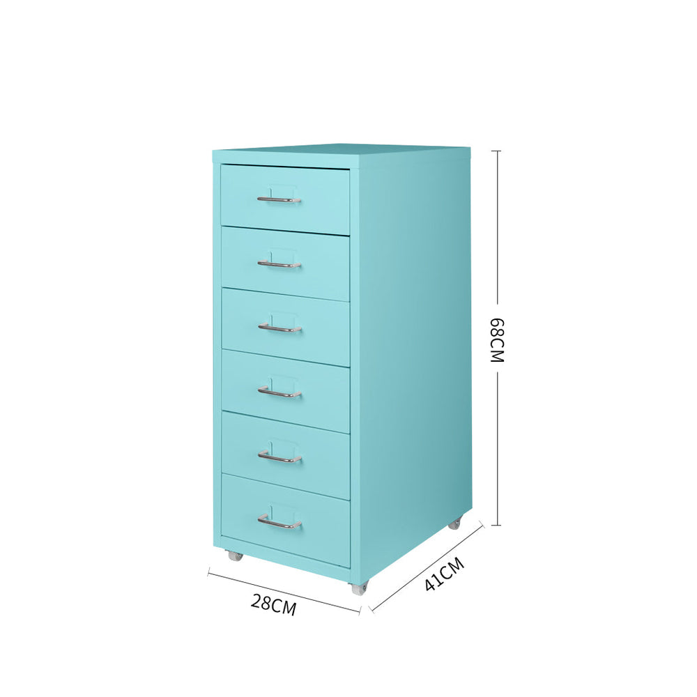 Levede 6 Drawer Office Cabinet Drawers Storage Cabinets Steel Rack Home Blue