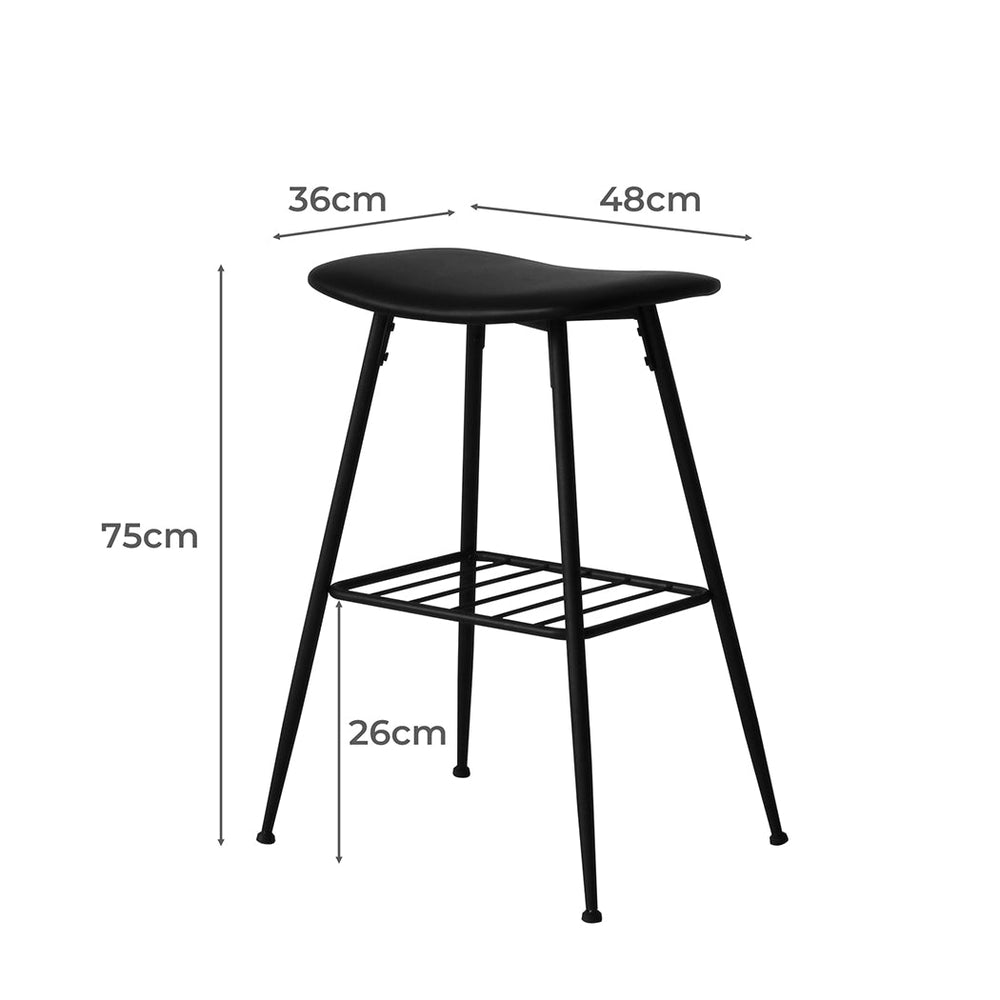 Levede 2x Bar Stools Kitchen Bar Pub Stool Counter Dining Chair PU Leather Black