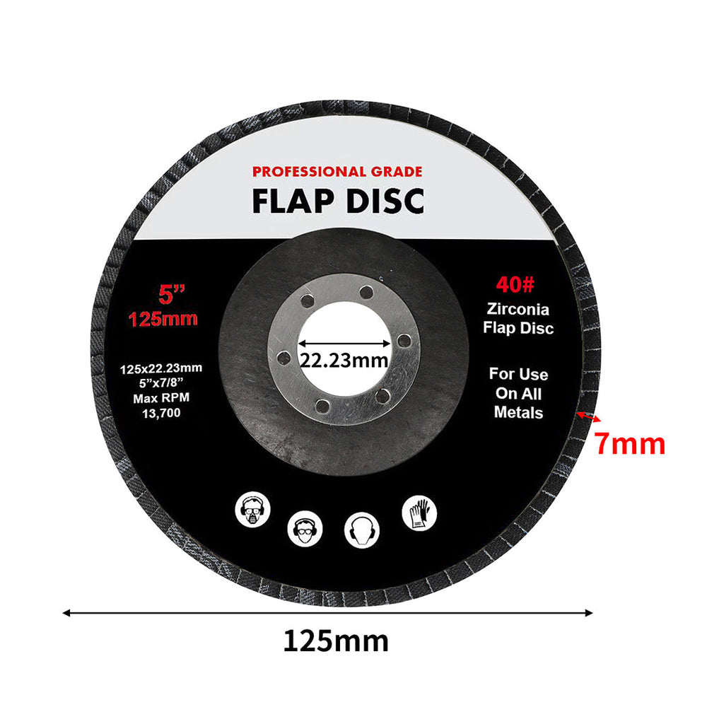 Traderight Flap Discs 125mm 5&quot; Zirconia Sanding Wheel 40# Sander Grinding x20