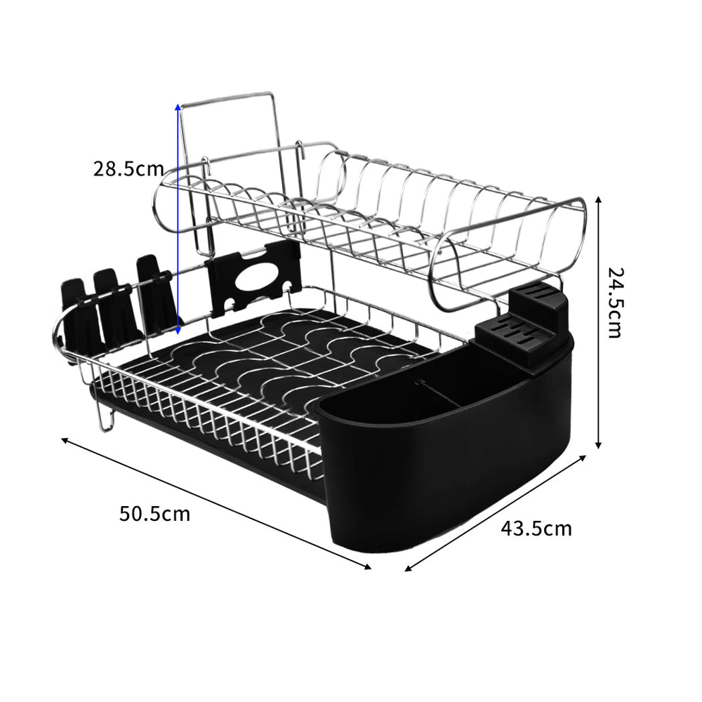 TOQUE Detachable Dish Drying Drainer Rack 2 Tier Drainboard Kitchen Organizer