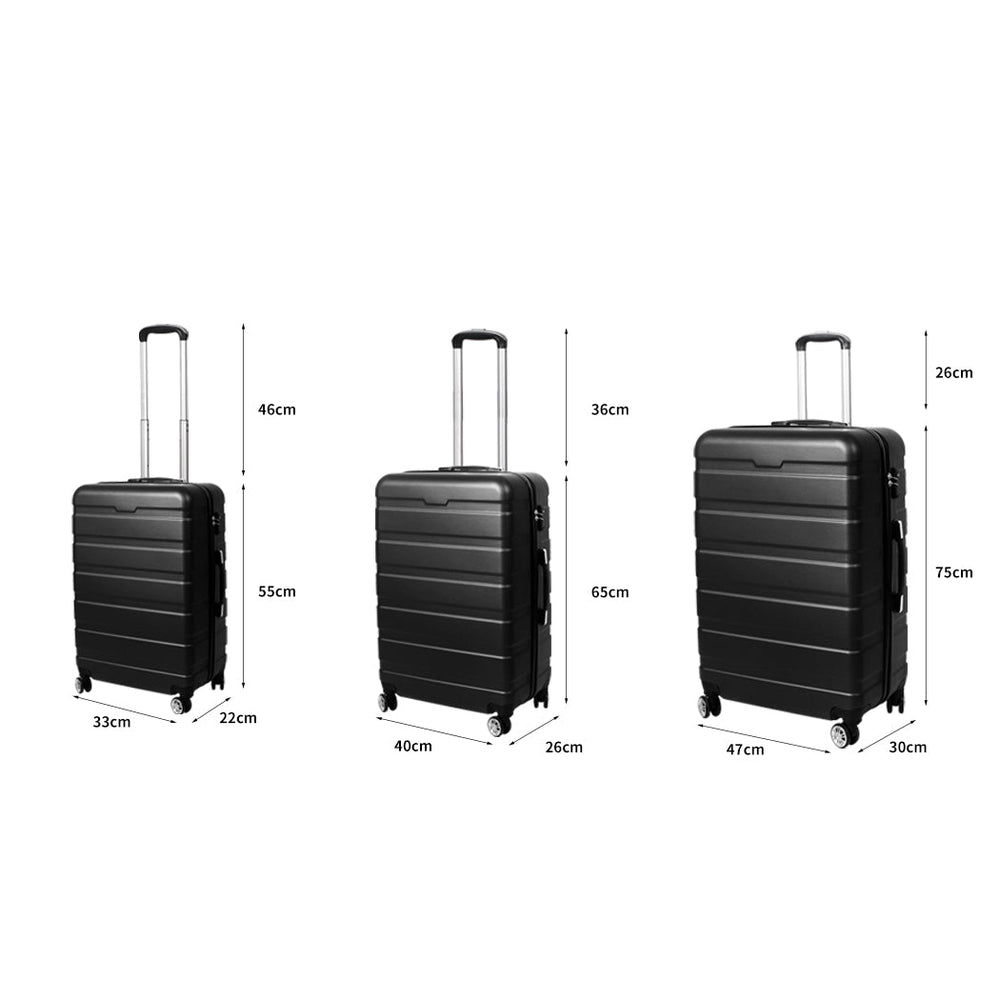 Slimbridge 3PC Luggage sets Suitcase 20&quot; 24&quot; 28&quot; Set Travel TSA Hard Case Black