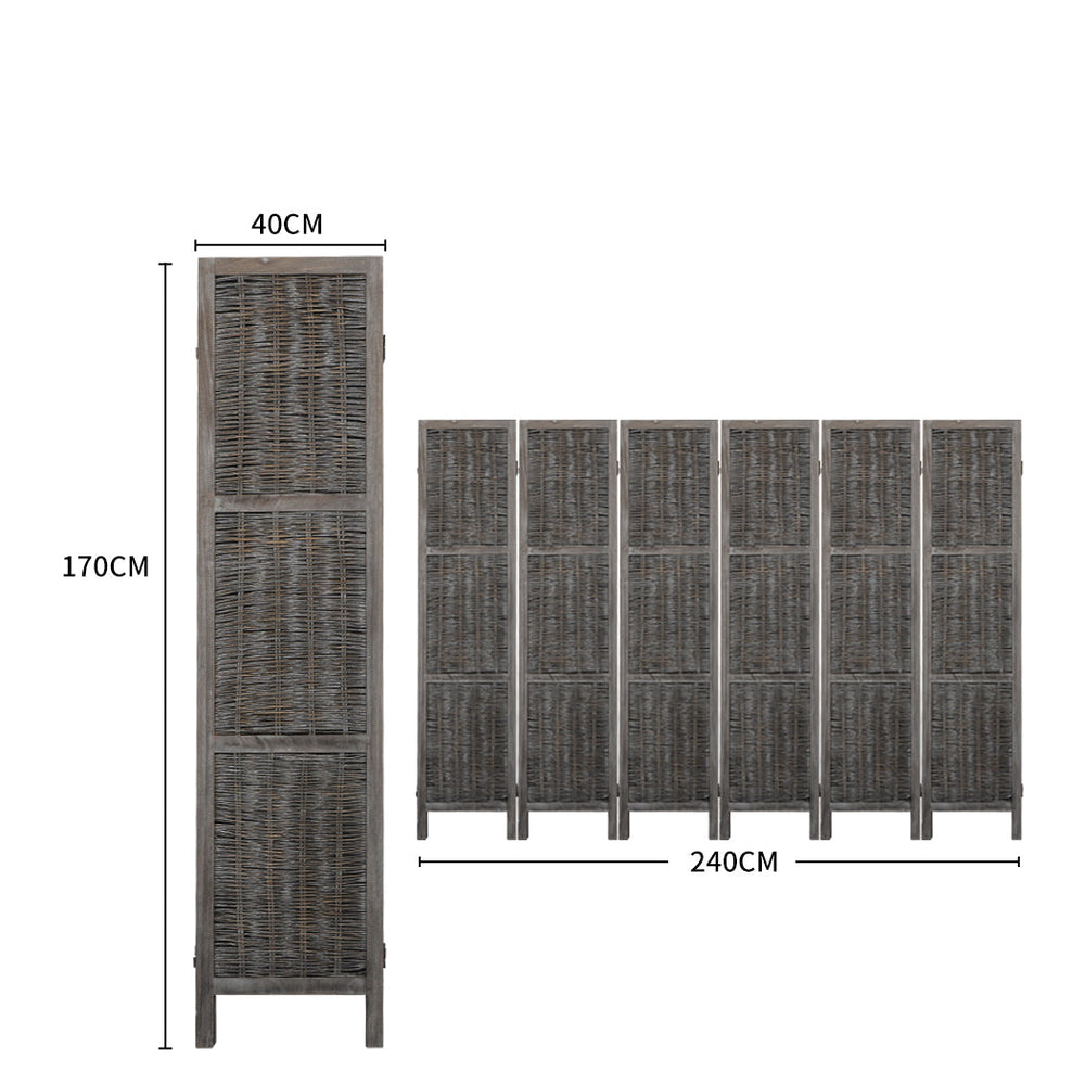 Levede 6 Panels Partition Room Divider Foldable Privacy Screen Rattan 170X240CM