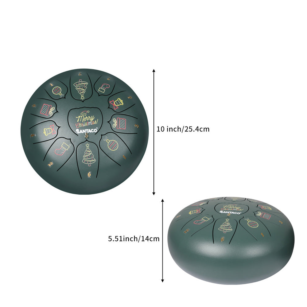 Traderight Group  10   Steel Tongue Drum 11 Notes Handpan Precussion Instrument With Bag Green