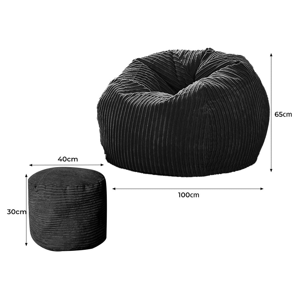 Marlow Bean Bag Chair Cover Home Game Seat Lazy Sofa Couch Cover W/ Foot Stool