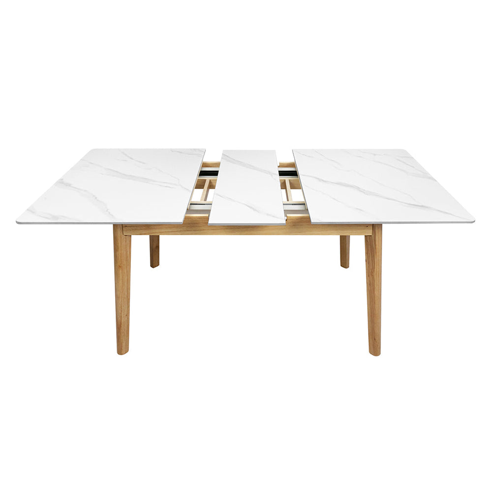 Levede Dining Table Sintered Stone 1.3-1.6M Extendable Wooden Frame 6-8 Person
