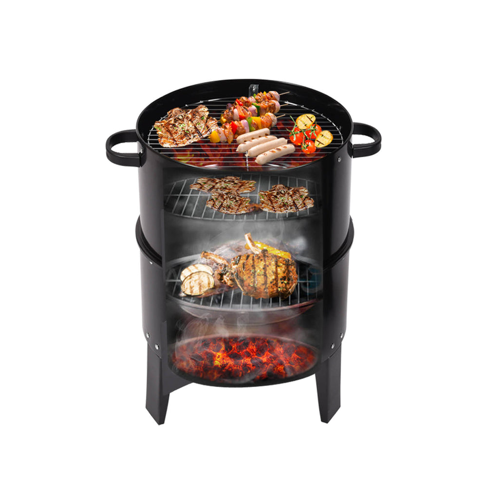 Traderight Group  3in1 Charcoal BBQ Grill Smoker Portable Outdoor Barbecue Roaster Steel Camping