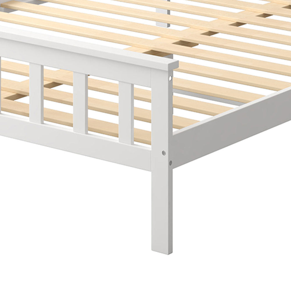 Levede Wooden Bed Frame Double Size Mattress Base Solid Timber Pine Wood White