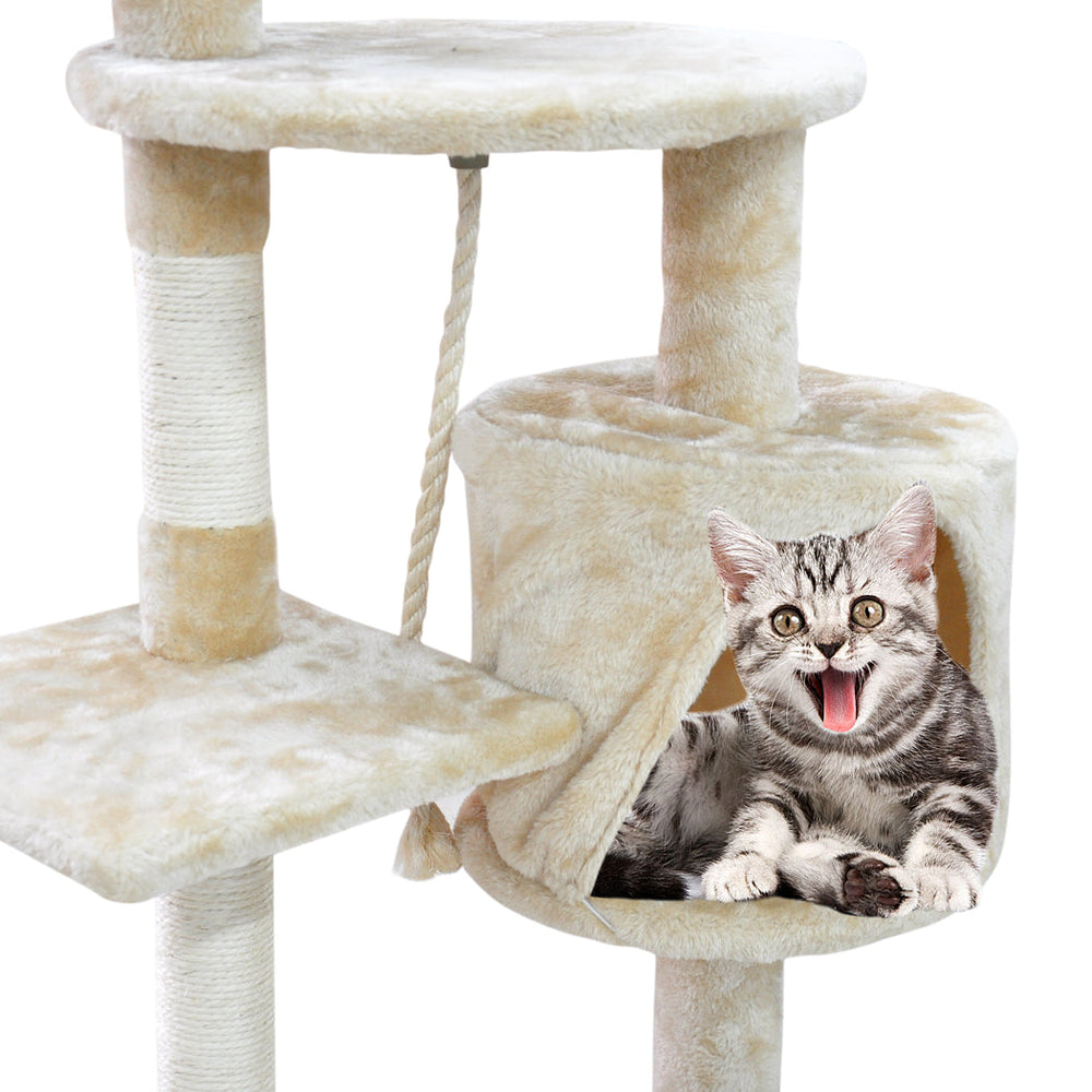 PaWz Cat Tree Scratching Post Scratcher Furniture Condo Tower Trees Cream 115cm