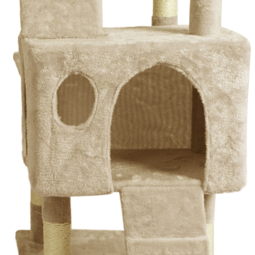 PaWz 184cm Cat Trees Scratching Post Scratcher For Large Cats Tower House Beige