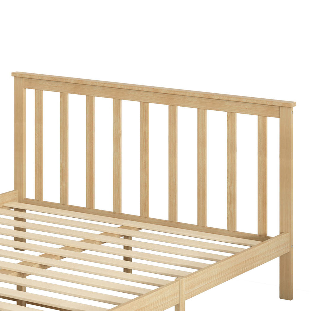 Levede Wooden Bed Frame Queen Size Mattress Base Solid Timber Pine Wood Natural