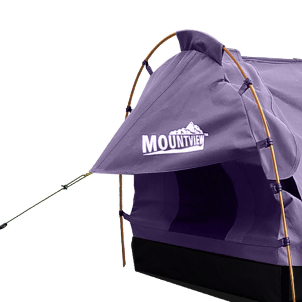 Mountview Double Swag Camping Swags Canvas Dome Tent Hiking Mattress Purple
