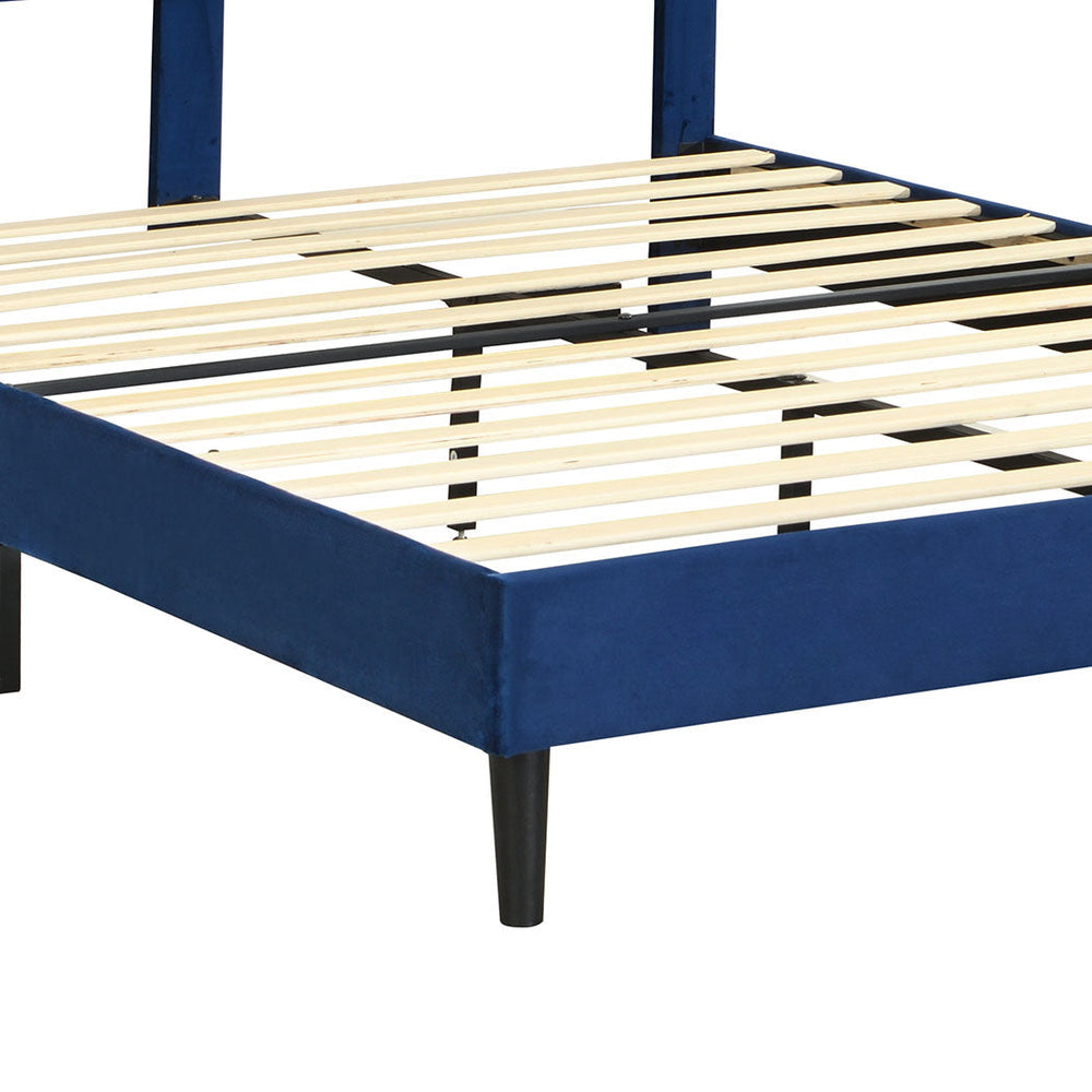 Levede Bed Frame Double Size Mattress Base Platform Wooden Velvet Headboard Blue