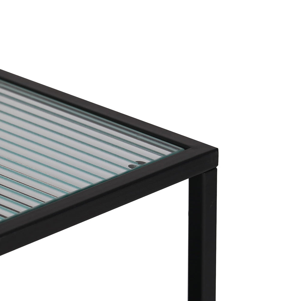 Levede Side Table Open Design Steel Home Shelf Safety Glass End Table Modern