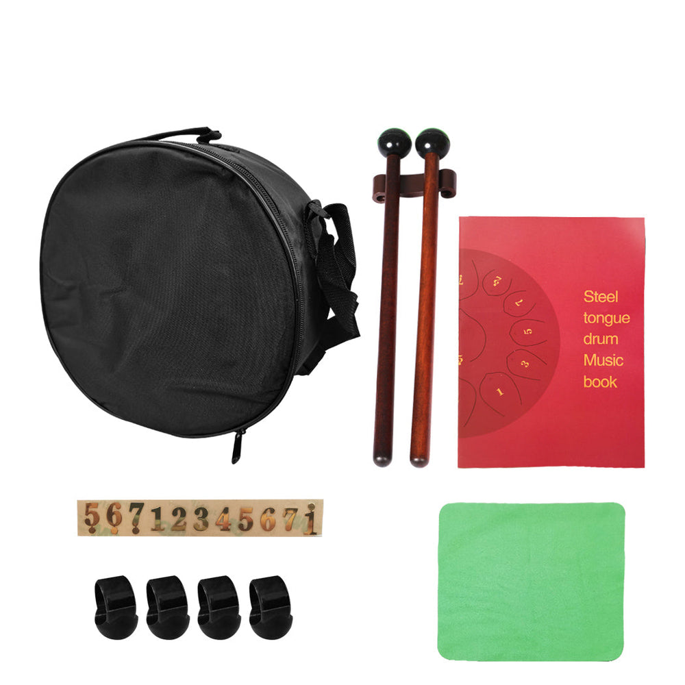 Traderight Group  Steel Tongue Drum 10? 11 Notes Handpan Hand Tank Drum With Bag Mallet Gift Red