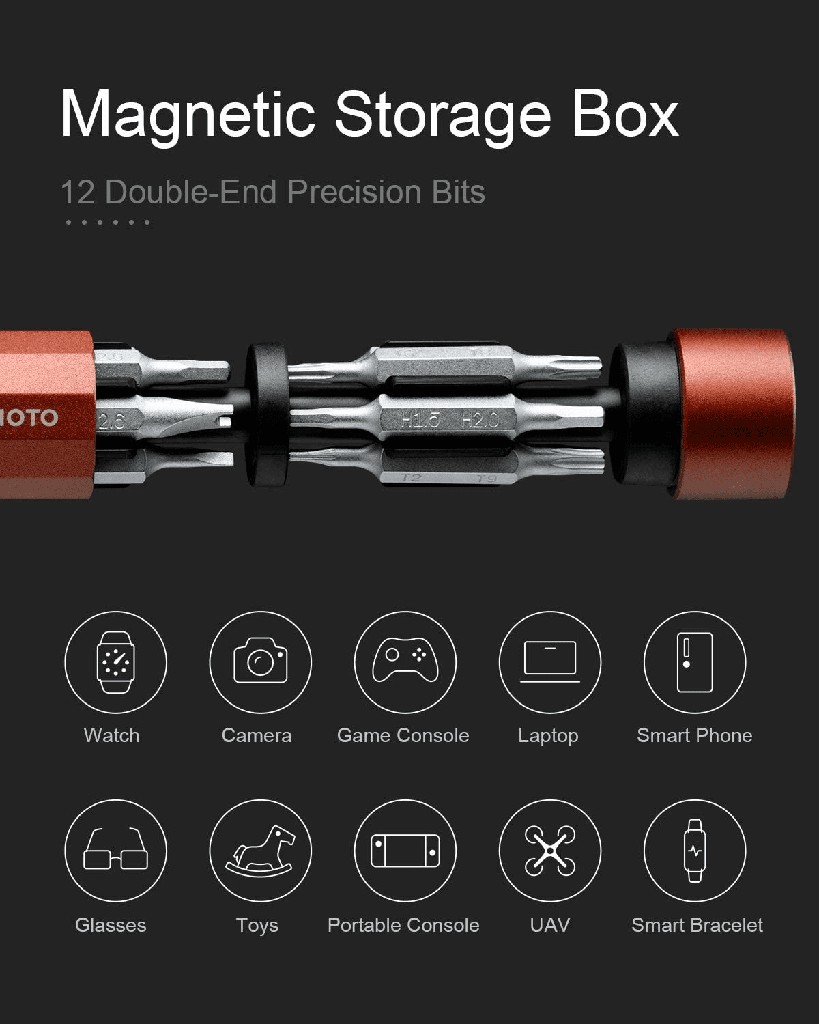 HOTO 24 in 1 Multi-purpose Precision Screwdriver Portable Magnetic Storage Box - Red