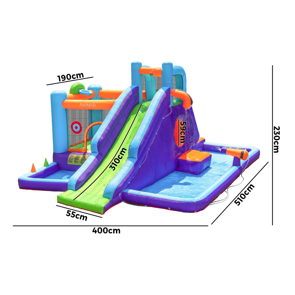 AirMyFun Inflatable WaterSlide Trampoline Castle Bounce House Splash Jumping Toy