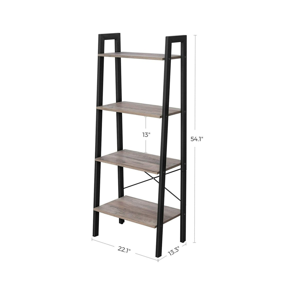 VASAGLE 4-Tier Bookshelf Storage Rack Bathroom Living Room Industrial Steel Frame Greige Black