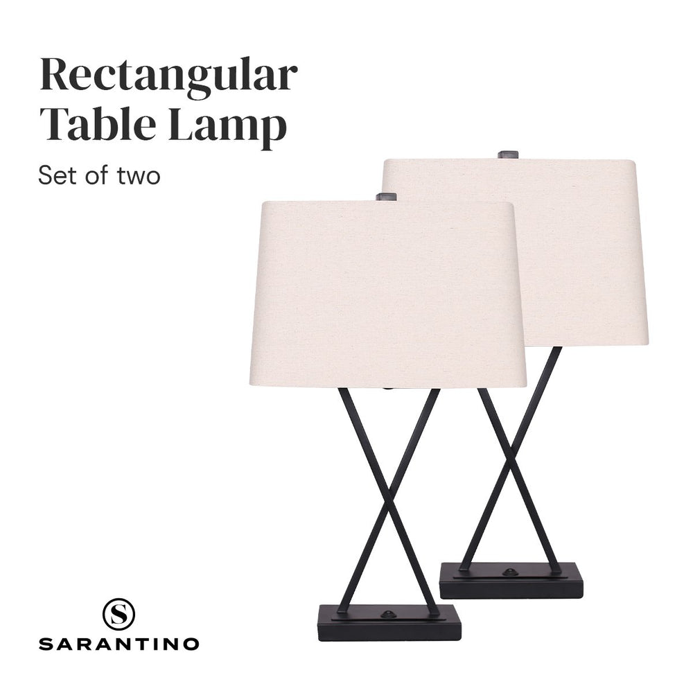 Sarantino Metal Table Lamp With X Bar In Pair
