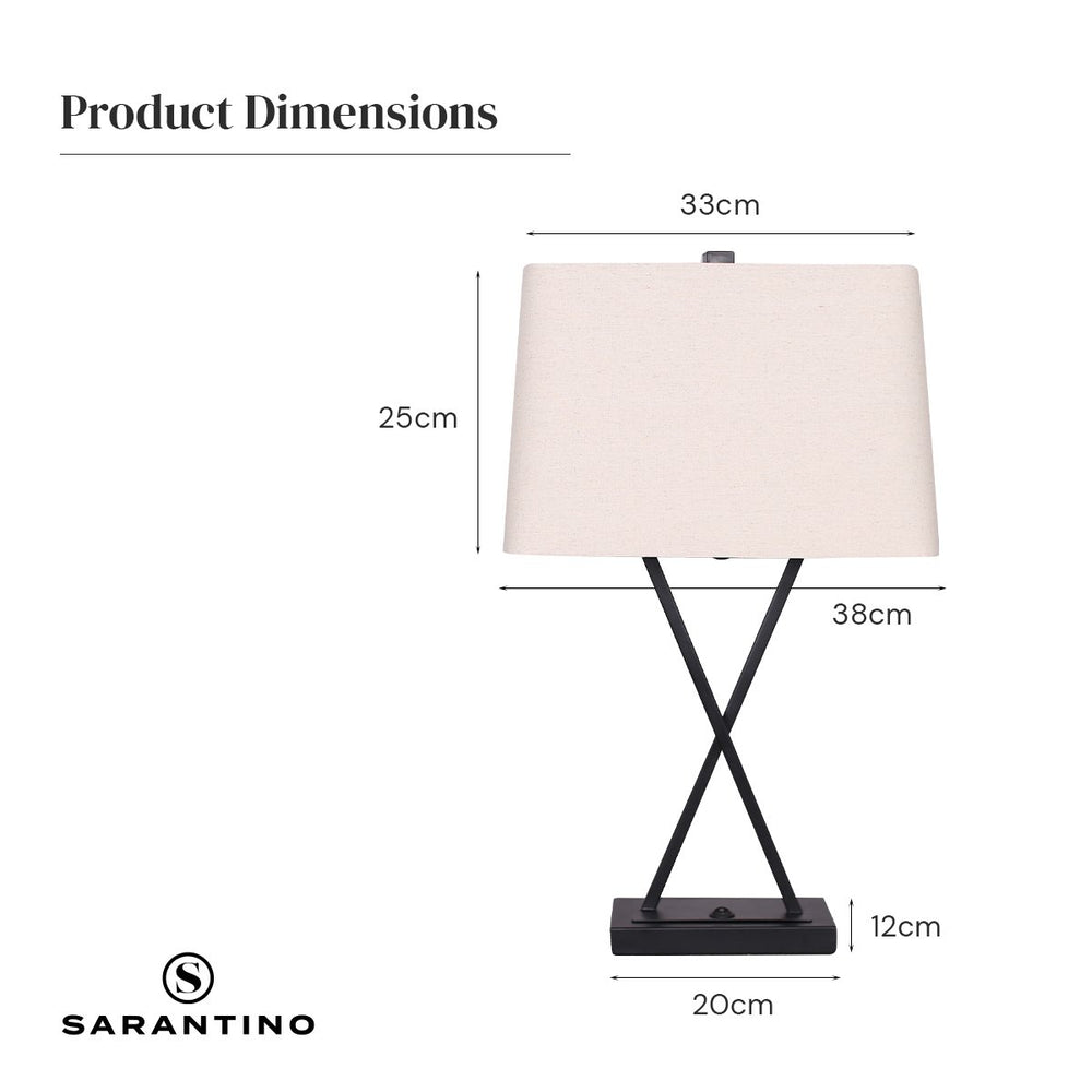Sarantino Metal Table Lamp With X Bar In Pair