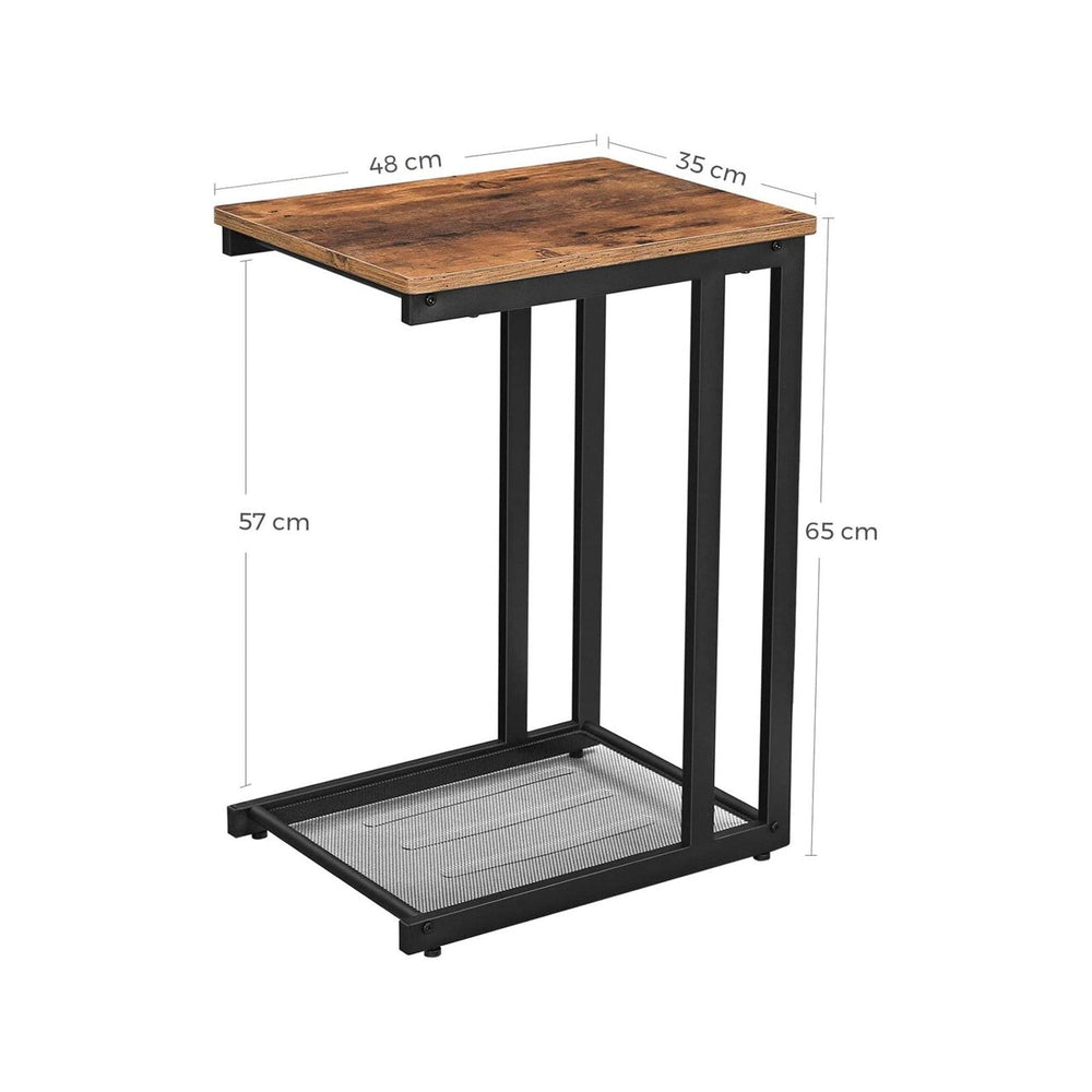 VASAGLE Industrial Rustic Brown Side Table with Mesh Shelf