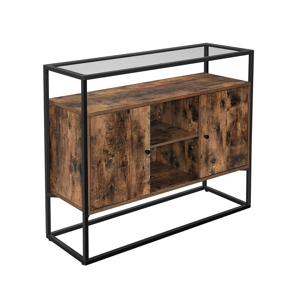 VASAGLE Sideboard Side Cabinet Storage Cabinet with Glass Surface