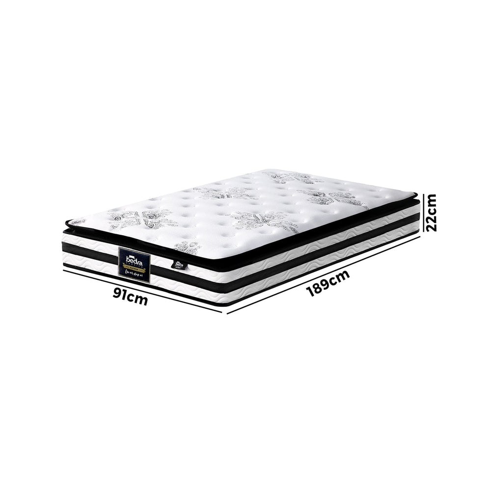 Bedra Single Mattress Breathable Luxury Bed Bonnell Spring Foam Medium 22cm