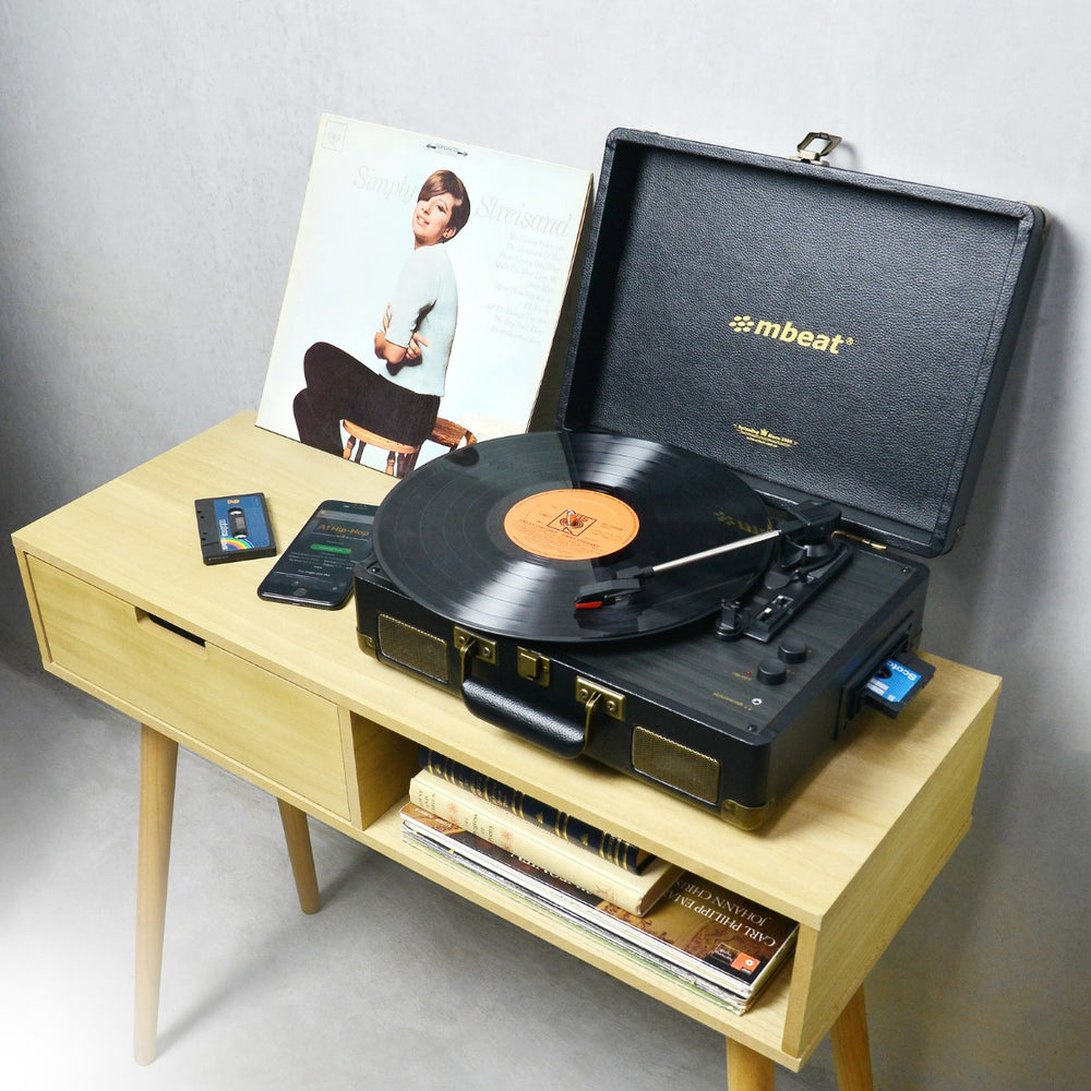 mbeat Uptown Retro Bluetooth Turntable with Cassette Player