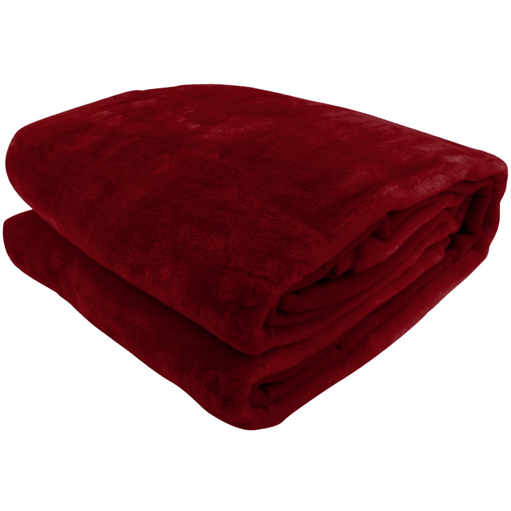 Laura Hill 600GSM Double-Sided Wine Red Queen Size Faux Fur Mink Blanket