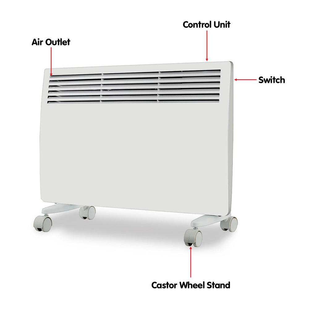 Levante NDM-15WT 1500W Electric Panel Heater Wifi Thermostat Castors