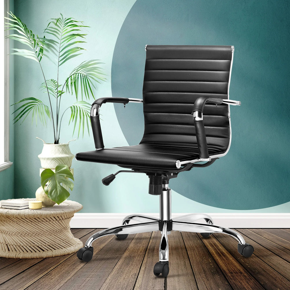 Oikiture Office Chair Gaming Chair Executive Computer Chairs PU Leather Black
