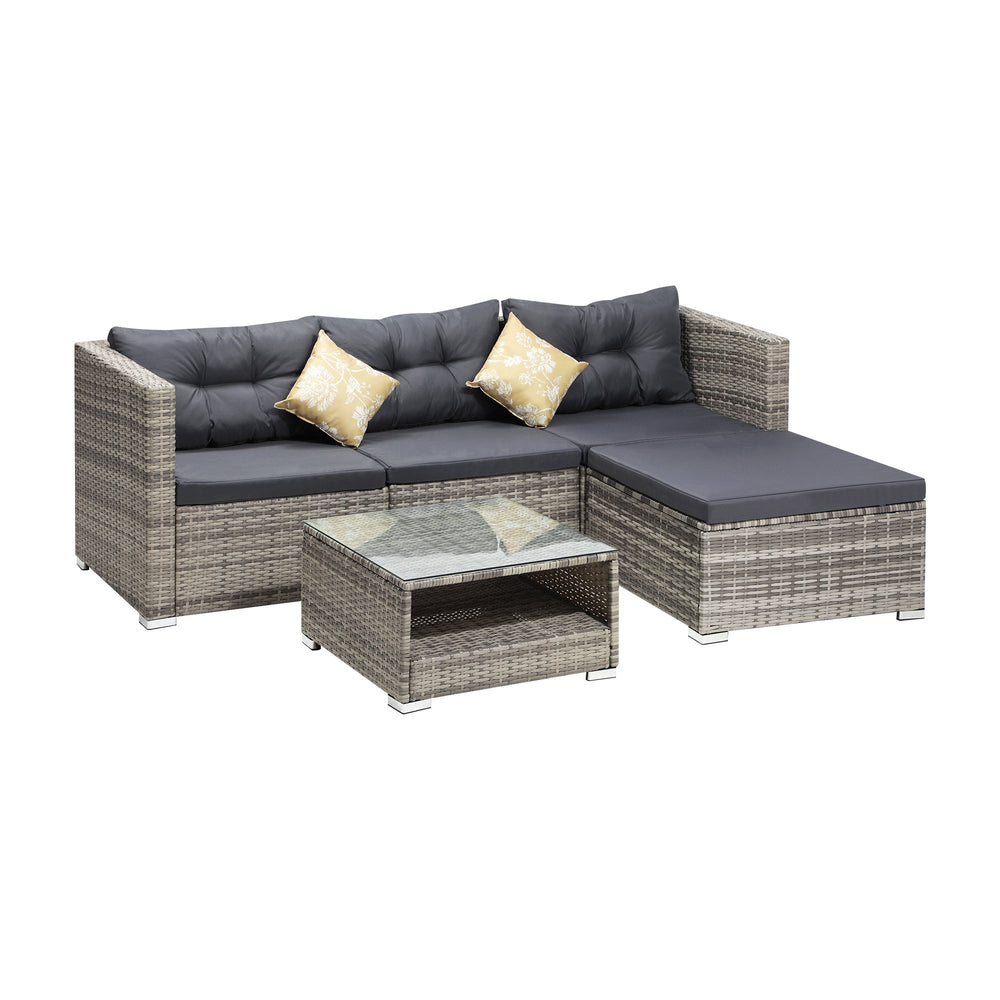 Livsip Outdoor Lounge Setting 5pc Wicker Sofa Set Rattan Patio Garden Furniture