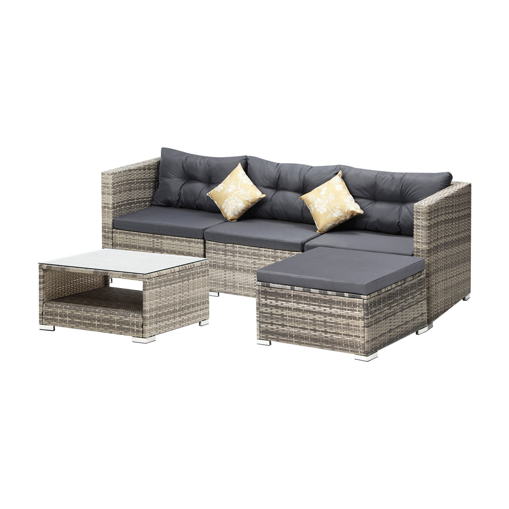 Livsip Outdoor Lounge Setting 5pc Wicker Sofa Set Rattan Patio Garden Furniture