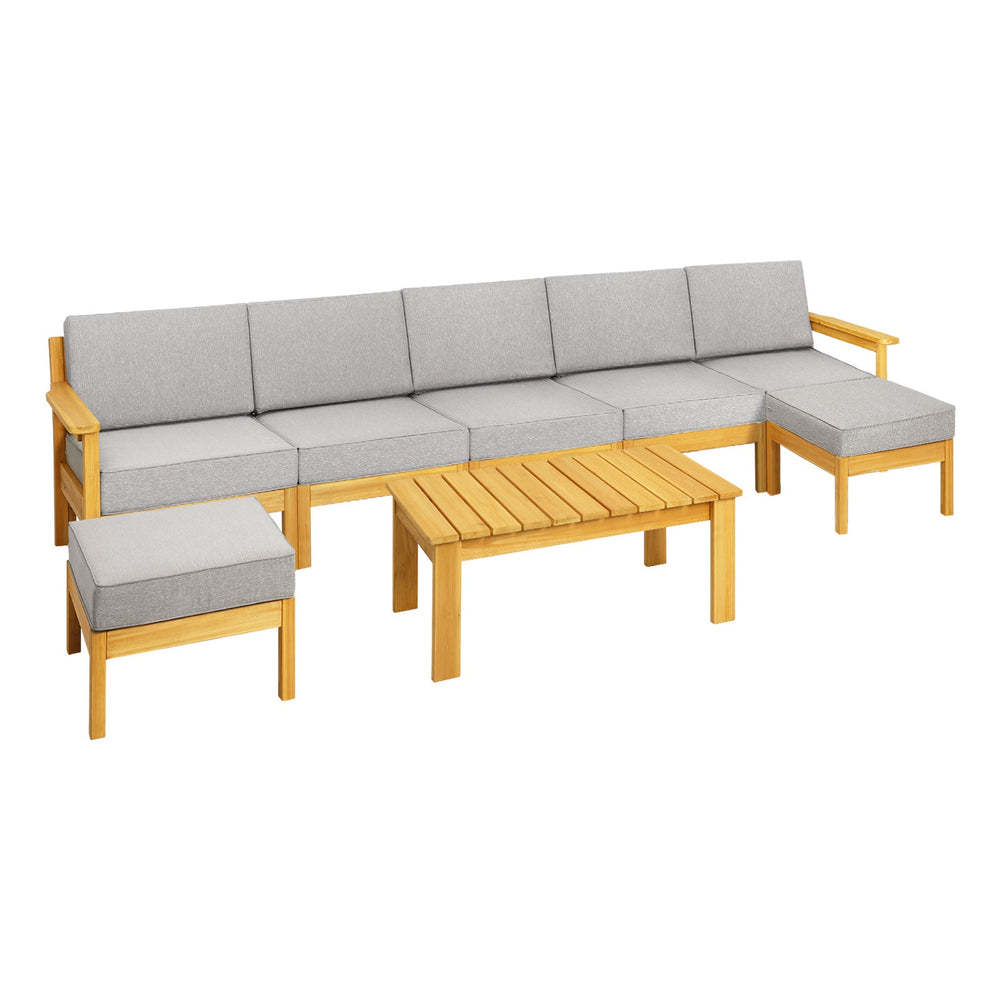 Livsip 7 Seater Outdoor Lounge Setting Garden Furniture Wooden Sofa Table Set