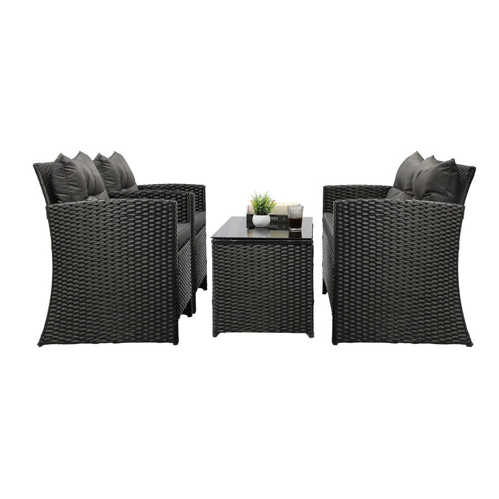 Livsip Outdoor Furniture Lounge Setting Wicker Sofa Chair Table Garden Patio Set