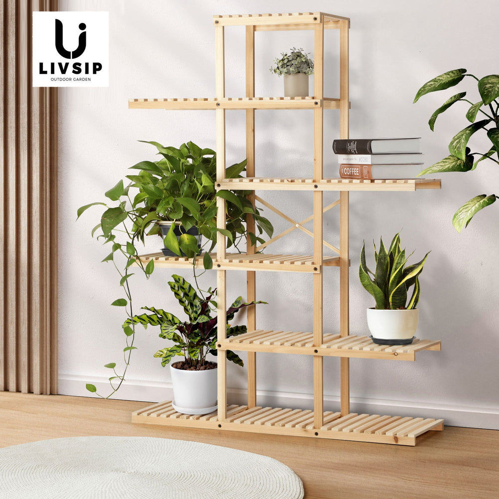 Livsip Bamboo Wood Plant Stand Flower Plants 6 Tiers Corner Display Shelves DIY