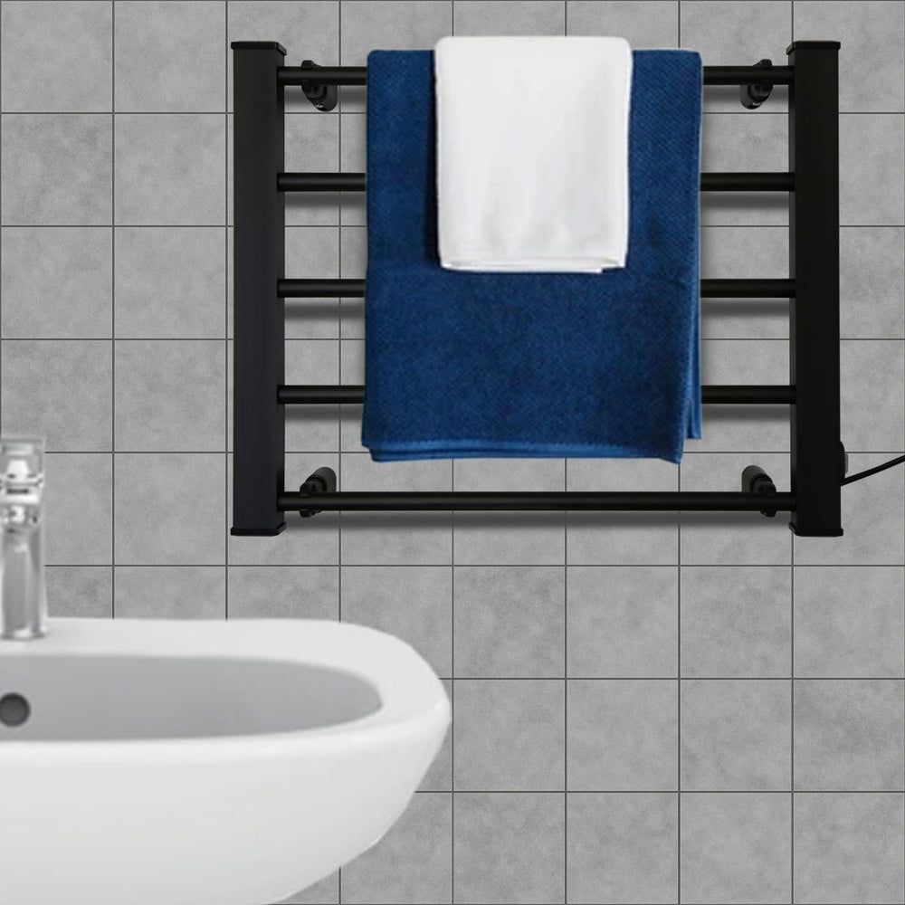 Pronti Heated Electric Towel Bathroom Rack 90W - Black