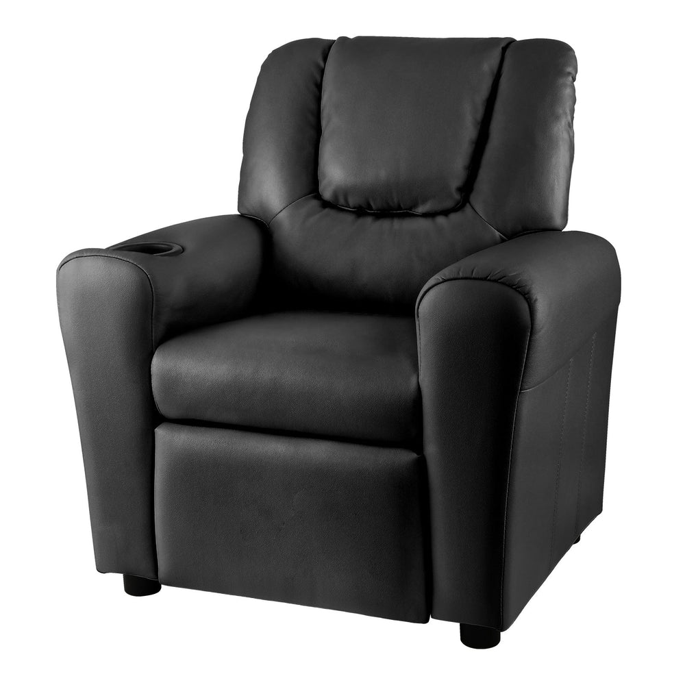 Oikiture Kids Recliner Sofa Children Lounge Chair PU Leather Couch Armchair Black