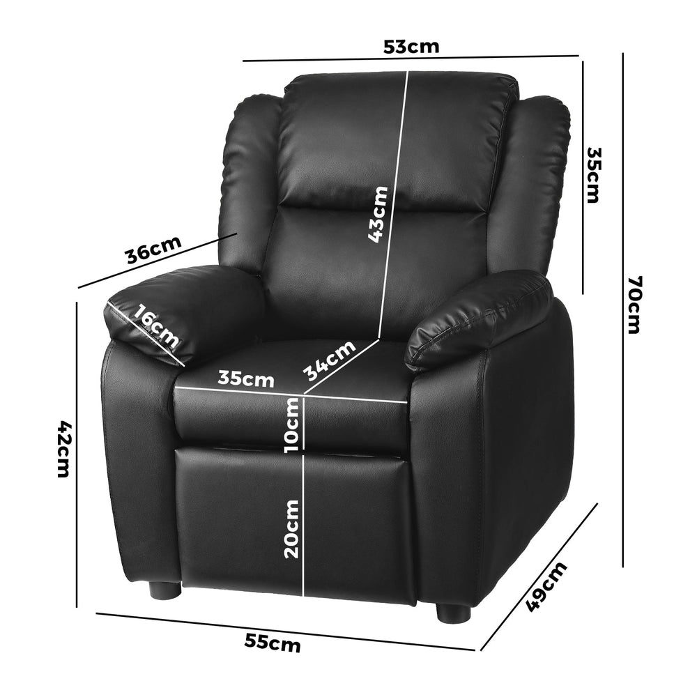 Oikiture Kids Recliner Sofa Children Lounge Chairs PU Couch Armchair w/ Storage