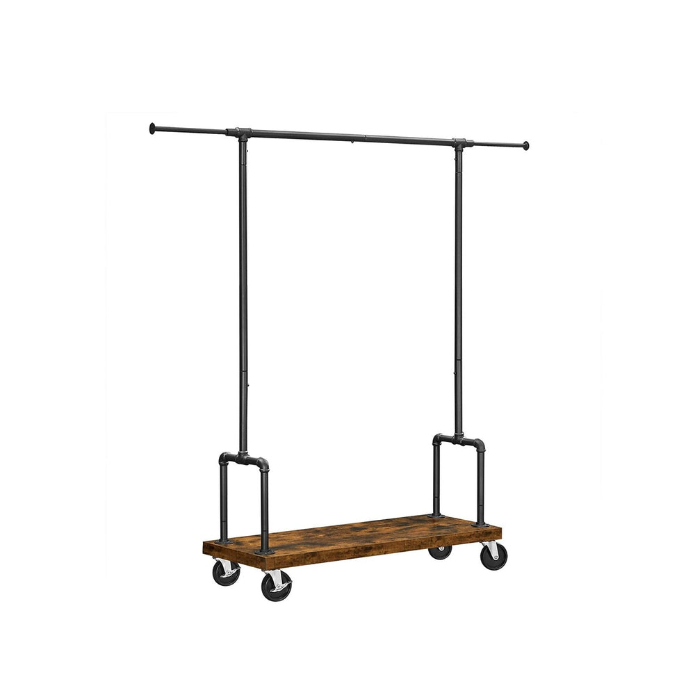 VASAGLE Clothes Rack with Wheels Rustic Brown and Black